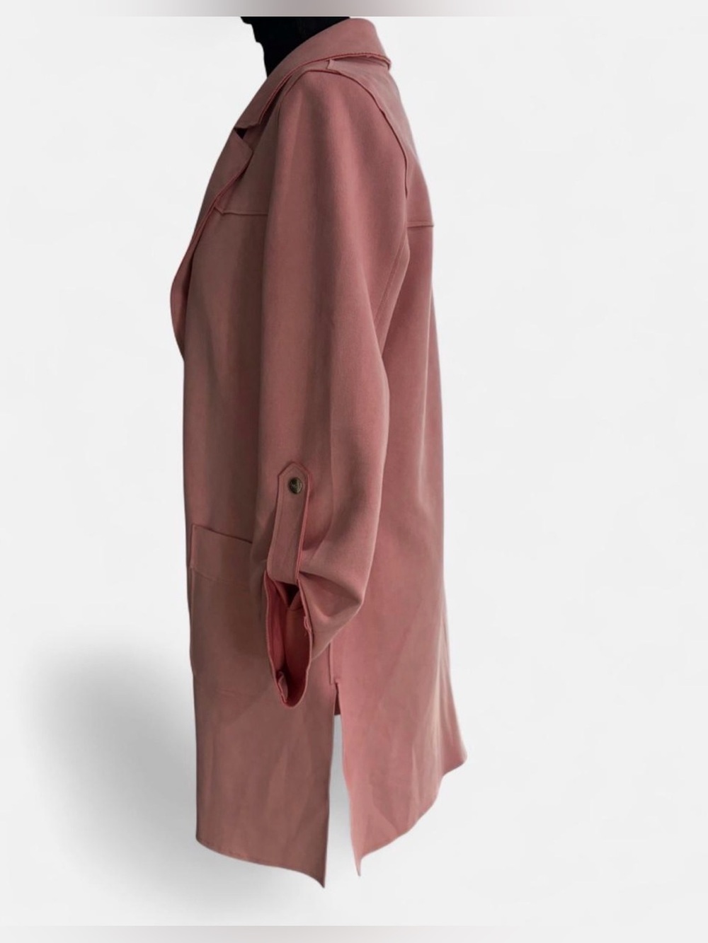 Faux suede long sleeve pink jacket with pockets Sybilla Size XS - Picture 4 of 4